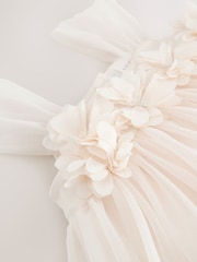 Ecru White Sleeveless Mesh Party Dress (3mths-7yrs) - Image 8 of 8
