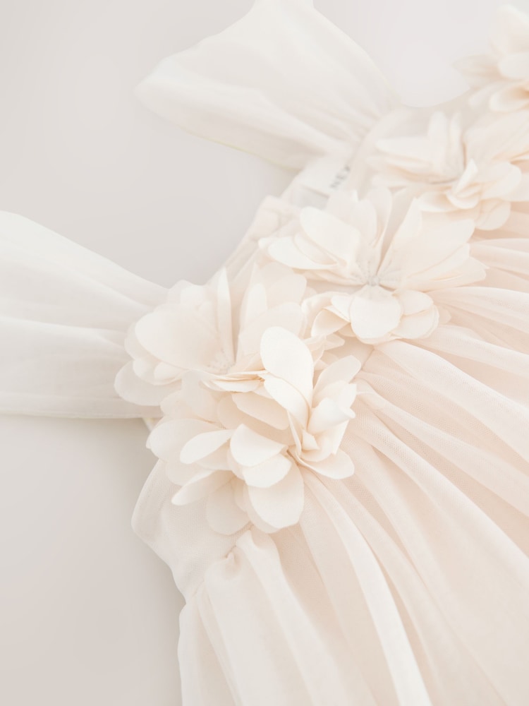 Ecru White Sleeveless Mesh Party Dress (3mths-7yrs) - Image 8 of 8