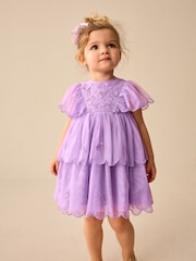 Purple Mesh Scallop Party Dress (3mths-7yrs) - Image 1 of 8