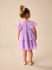 Purple Mesh Scallop Party Dress (3mths-7yrs) - Image 3 of 8