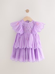 Purple Mesh Scallop Party Dress (3mths-7yrs) - Image 5 of 8
