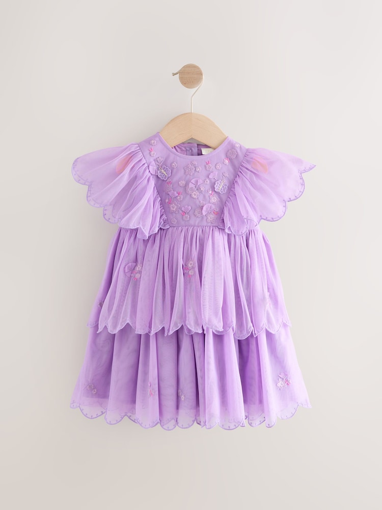 Purple Mesh Scallop Party Dress (3mths-7yrs) - Image 5 of 8
