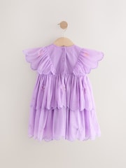 Purple Mesh Scallop Party Dress (3mths-7yrs) - Image 6 of 8