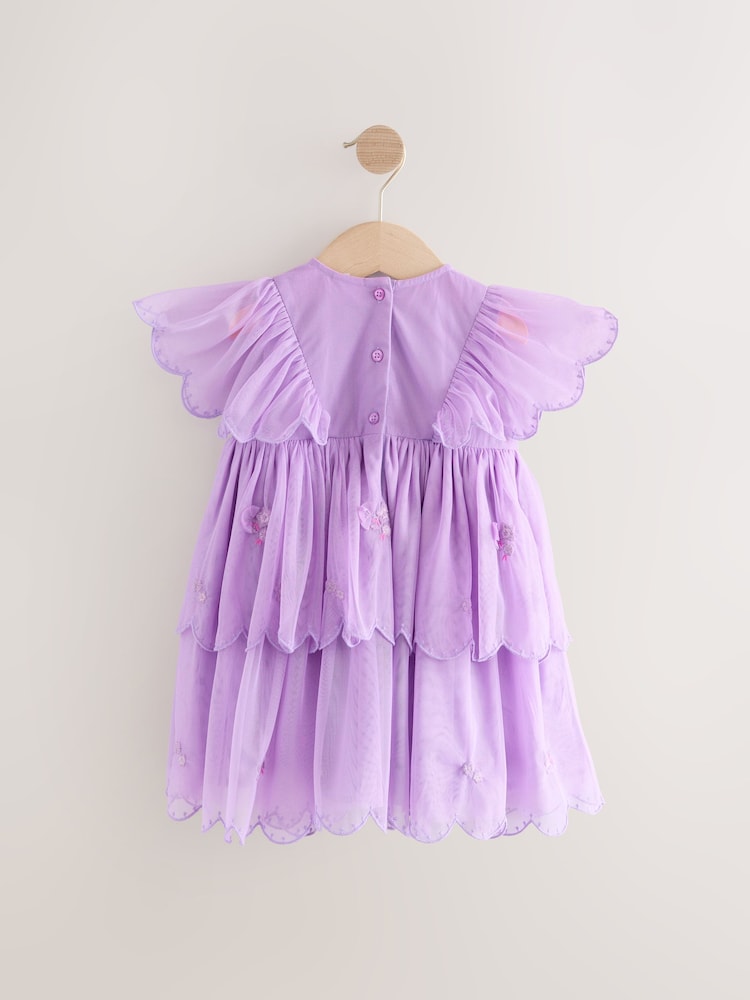 Purple Mesh Scallop Party Dress (3mths-7yrs) - Image 6 of 8