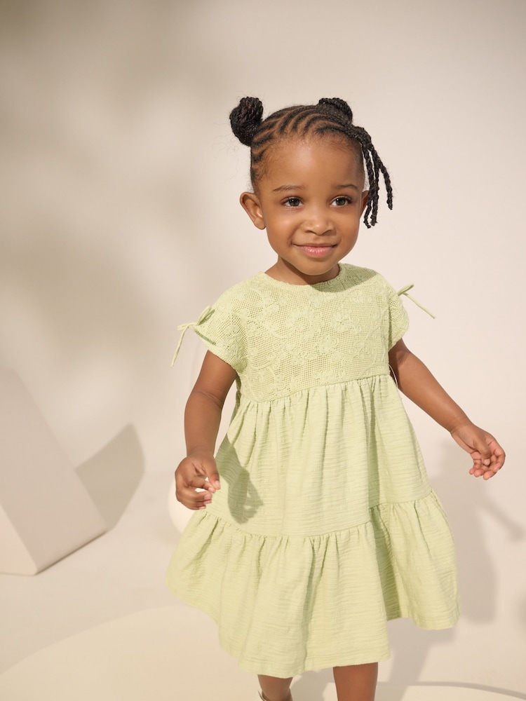 Sage Green Sleeveless Lace Summer Dress (3mths-7yrs) - Image 1 of 8