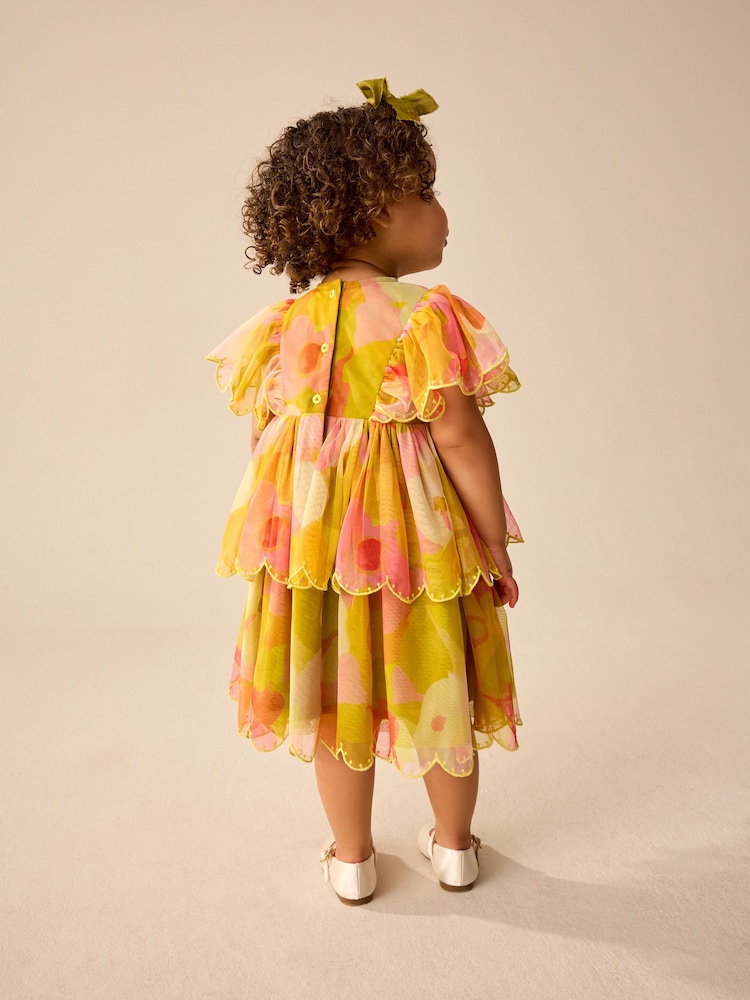 Print Mesh Scallop Party Dress (3mths-7yrs) - Image 3 of 8