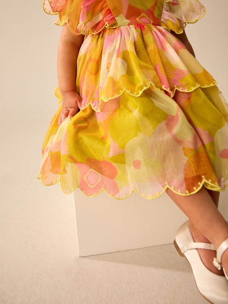 Print Mesh Scallop Party Dress (3mths-7yrs) - Image 4 of 8