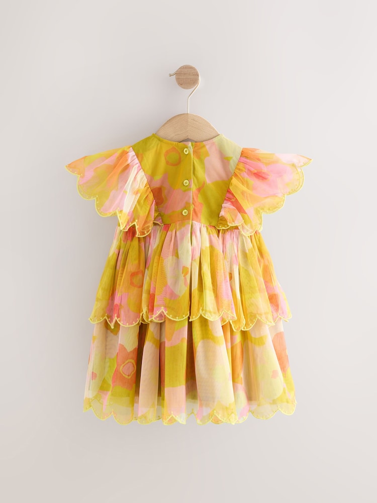 Print Mesh Scallop Party Dress (3mths-7yrs) - Image 6 of 8