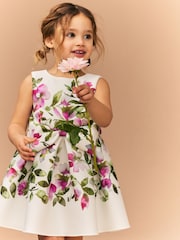 Ecru White Sleeveless Floral Party Dress (3mths-7yrs) - Image 1 of 8
