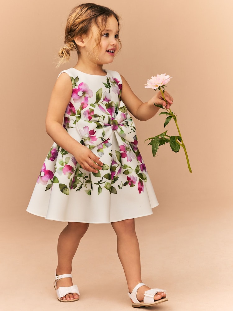 Ecru White Sleeveless Floral Party Dress (3mths-7yrs) - Image 2 of 8