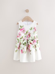 Ecru White Sleeveless Floral Party Dress (3mths-7yrs) - Image 5 of 8