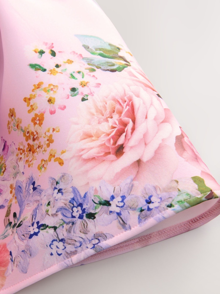 Pink Sleeveless Floral Party Dress (3mths-7yrs) - Image 8 of 9