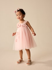 Pink Sleeveless Mesh Party Dress (3mths-7yrs) - Image 1 of 8