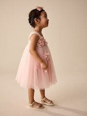 Pink Sleeveless Mesh Party Dress (3mths-7yrs) - Image 3 of 8