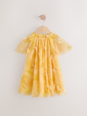 Yellow Short Sleeve Mesh Butterfly Dress (3mths-7yrs) - Image 5 of 8