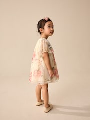 Pink Floral Short Sleeve Mesh Party Dress (3mths-7yrs) - Image 2 of 10