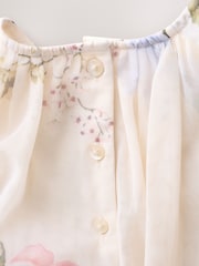 Pink Floral Short Sleeve Mesh Party Dress (3mths-7yrs) - Image 8 of 10