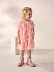 Pink Sleeveless Mesh Party Dress (3mths-7yrs) - Image 2 of 8
