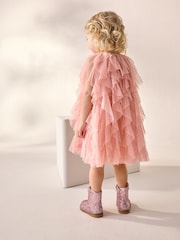 Pink Sleeveless Mesh Party Dress (3mths-7yrs) - Image 3 of 8