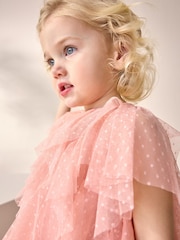 Pink Sleeveless Mesh Party Dress (3mths-7yrs) - Image 4 of 8