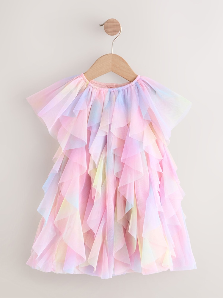 Rainbow Sleeveless Mesh Party Dress (3mths-7yrs) - Image 4 of 8