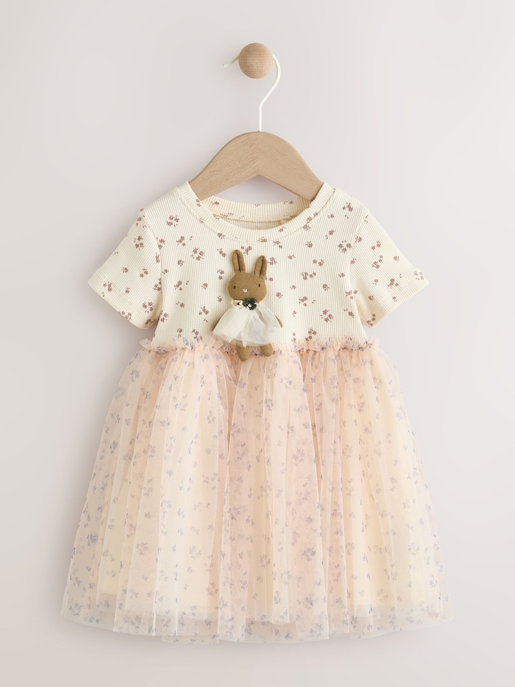 Buy Ecru Bunny Character Mesh Party Dress (3mths-7yrs) from the