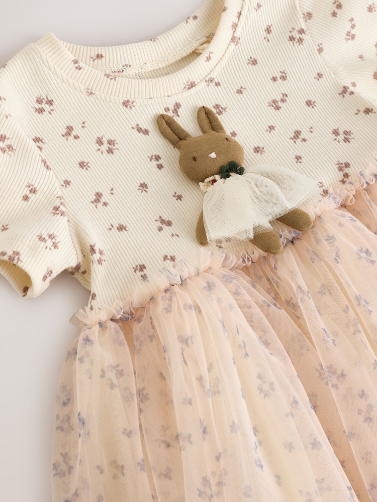 Buy Ecru Bunny Character Mesh Party Dress (3mths-7yrs) from the