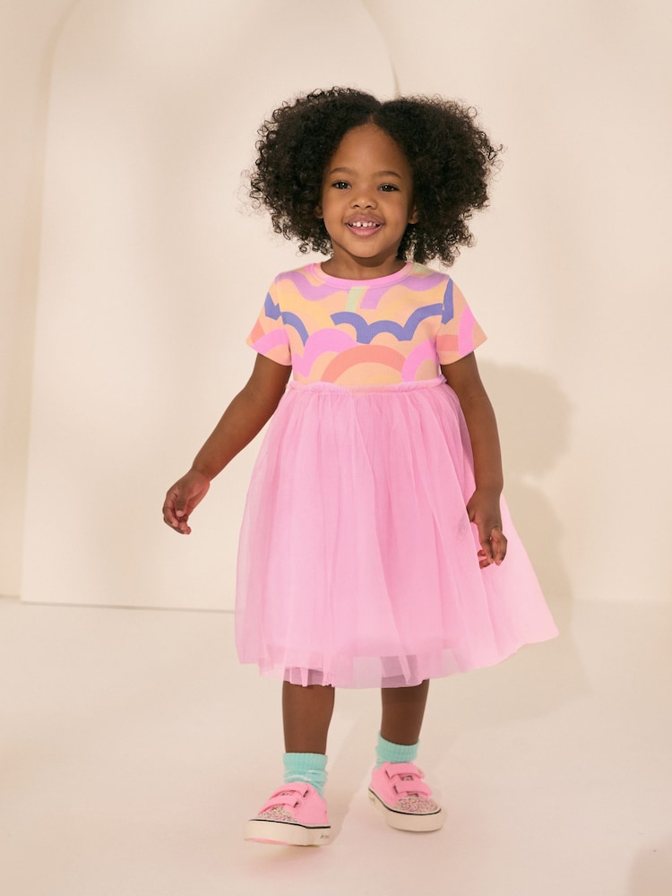 Rainbow Pink Mesh Party Dress (3mths-7yrs) - Image 1 of 8