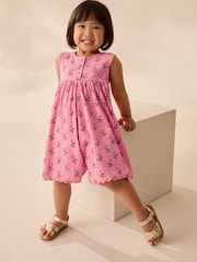 Coral Pink Floral Jersey Rib Playsuit (3mths-7yrs) - Image 1 of 8