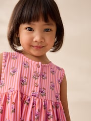 Coral Pink Floral Jersey Rib Playsuit (3mths-7yrs) - Image 4 of 8