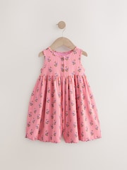 Coral Pink Floral Jersey Rib Playsuit (3mths-7yrs) - Image 5 of 8
