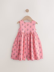 Coral Pink Floral Jersey Rib Playsuit (3mths-7yrs) - Image 6 of 8