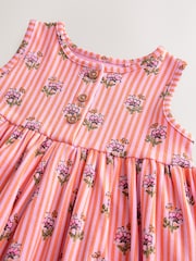 Coral Pink Floral Jersey Rib Playsuit (3mths-7yrs) - Image 7 of 8