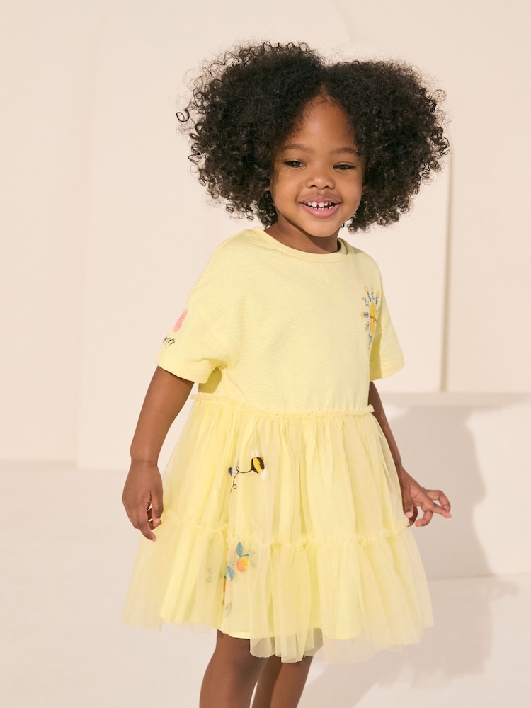 Gelb, Charakter - Kurzärmliges Kleid aus Netzstoff (3 Monate bis 7 Jahre) - Bild 1 von 10 Gelb, Charakter - Kurzärmliges Kleid aus Netzstoff (3 Monate bis 7 Jahre) - Bild 1 von 10