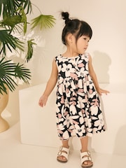 Monochrome Floral Jersey Rib Playsuit (3mths-7yrs) - Image 1 of 8