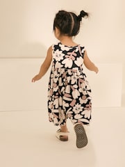 Monochrome Floral Jersey Rib Playsuit (3mths-7yrs) - Image 3 of 8