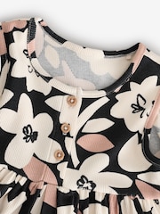 Monochrome Floral Jersey Rib Playsuit (3mths-7yrs) - Image 7 of 8
