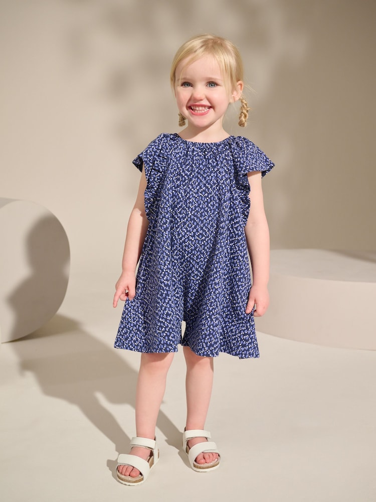 Pink 100% Cotton Jersey Ruffle Playsuit (3mths-7yrs) - Image 1 of 7