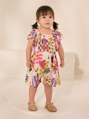 Blue/Pink 100% Cotton Jersey Ruffle Playsuit (3mths-7yrs) - Image 1 of 7