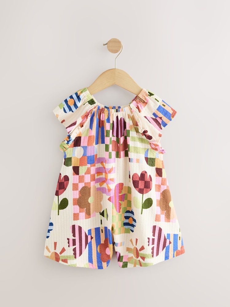 Blue/Pink 100% Cotton Jersey Ruffle Playsuit (3mths-7yrs) - Image 4 of 7