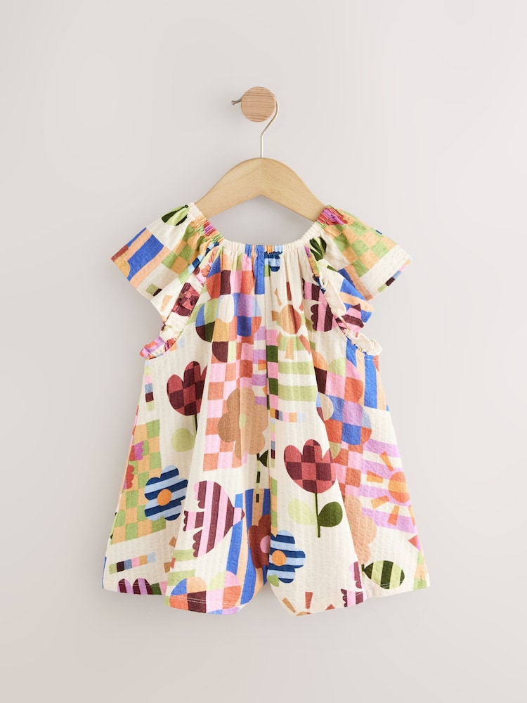 Blue/Pink 100% Cotton Jersey Ruffle Playsuit (3mths-7yrs) - Image 5 of 7