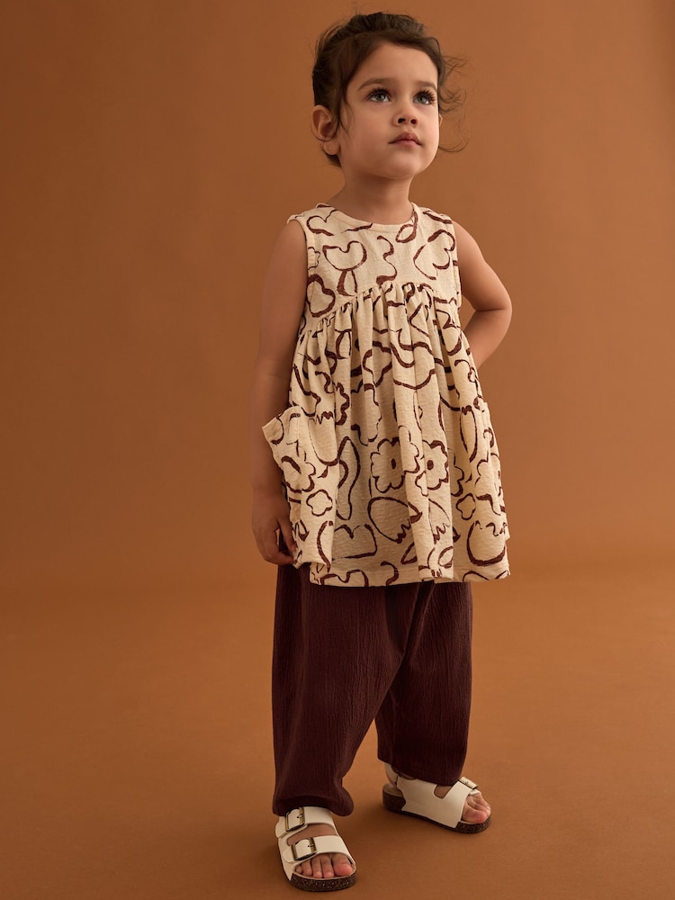 Brown/Cream Dress and Trousers Set (3mths-7yrs) - Image 1 of 7