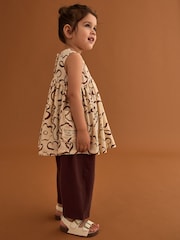 Brown/Cream Dress and Trousers Set (3mths-7yrs) - Image 2 of 7