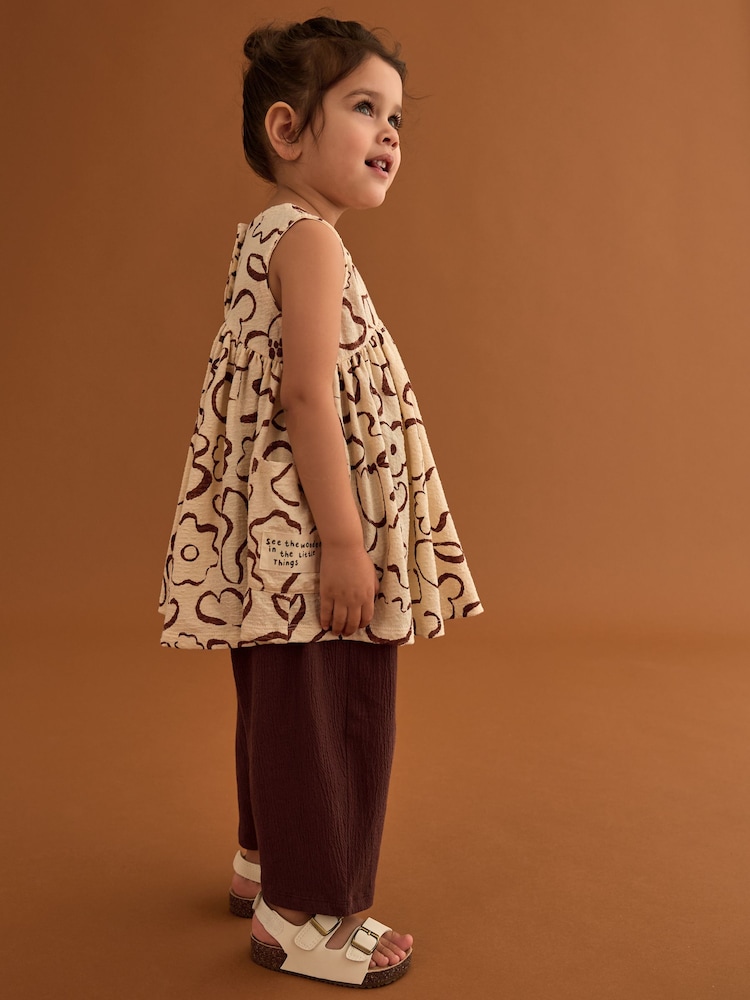 Brown/Cream Dress and Trousers Set (3mths-7yrs) - Image 2 of 7