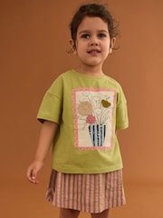 Green/Pink 100% Cotton T-Shirt and Skirt Set (3mths-7yrs) - Image 1 of 8
