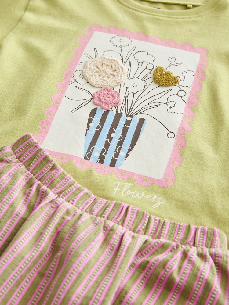 Green/Pink 100% Cotton T-Shirt and Skirt Set (3mths-7yrs) - Image 7 of 8