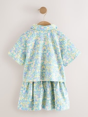 Blue/Ecru Floral 100% Cotton Top and Skirt Set (3mths-7yrs) - Image 6 of 7