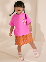Pink/Orange Flamingo Character 100% Cotton T-Shirt and Skirt Set (3mths-7yrs) - Image 1 of 9