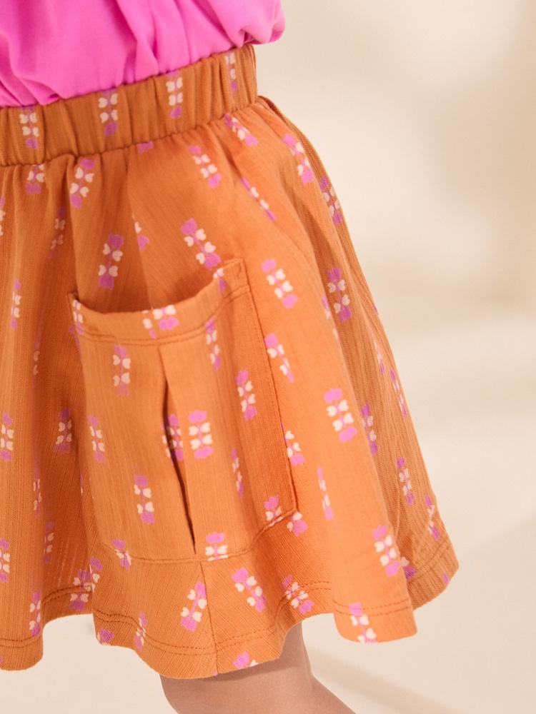 Pink/Orange Flamingo Character 100% Cotton T-Shirt and Skirt Set (3mths-7yrs) - Image 4 of 9