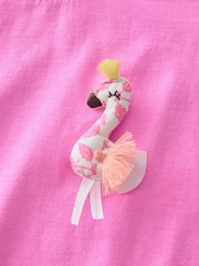 Pink/Orange Flamingo Character 100% Cotton T-Shirt and Skirt Set (3mths-7yrs) - Image 8 of 9